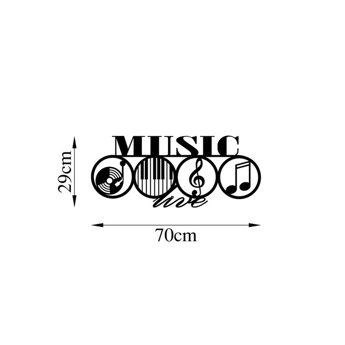 Wallity Music - 467 Escultura de pared de metal negra